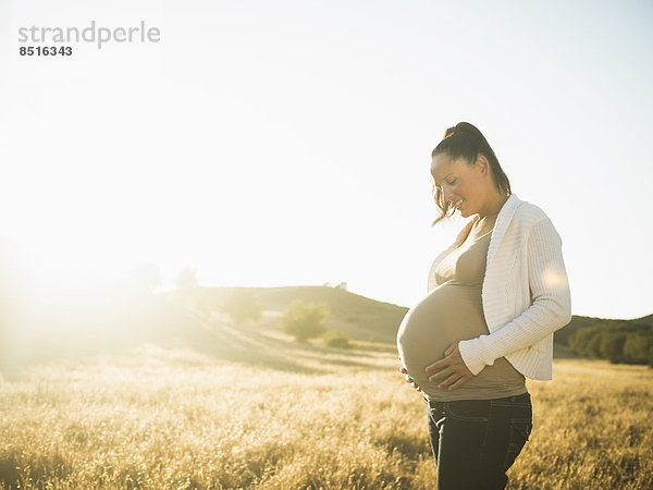 Ländliches Motiv  ländliche Motive  Feld  Hispanier  halten  Schwangerschaft  Mutter - Mensch