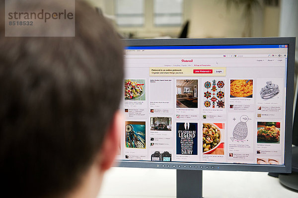 Die Plattform für Bilder von Liebhaberstücken pinterest erscheint auf einem Computerbildschirm.