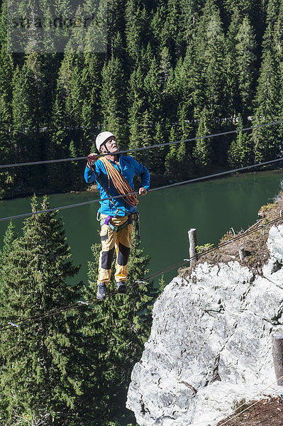 Austria  Salzburg State  Altenmarkt-Zauchensee  man at ßia ferrata