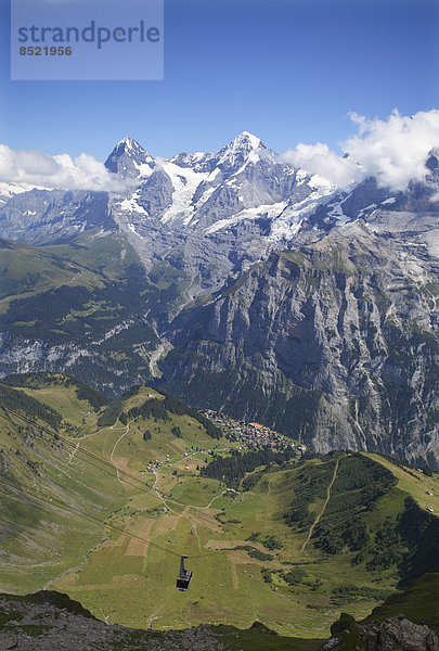 Schweiz  Berner Oberland  Schiltenhornbahn mit Welterbe Jungfrau-Aletsch-Bietschhorn