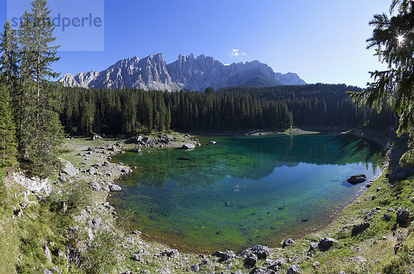 Italy  South Tyrol  Welschnofen  Karersee and Latemar group