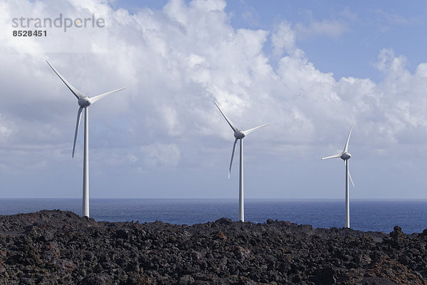 Windturbine Windrad Windräder Küste Kanaren Kanarische Inseln La Palma Spanien