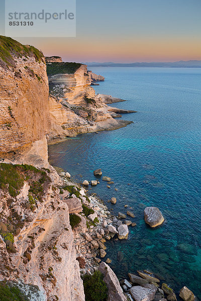 Frankreich Abend Beleuchtung Licht Steilküste Kreide Bonifacio Corse-du-Sud Korsika