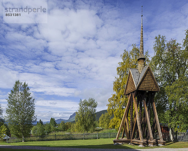 Glockenturm der Stabkirche in Kvikkjokk  Norrbottens län  Schweden