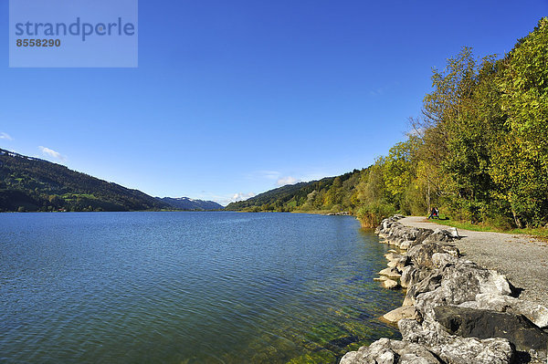 Alpsee mit Uferpromenade  Bühl am Alpsee  Allgäu  Bayern  Deutschland