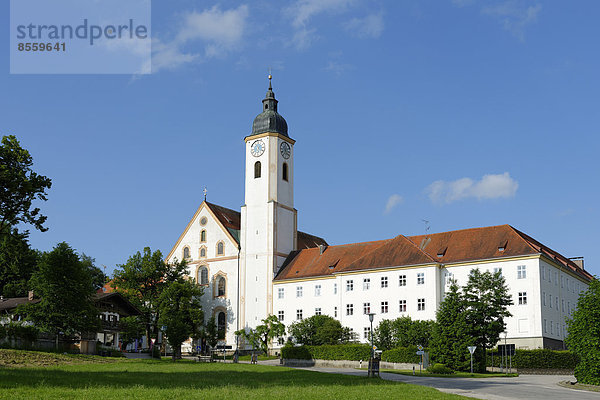 Pfarrkirche Maria Himmelfahrt und Kloster Dietramszell  Oberbayern  Bayern  Deutschland