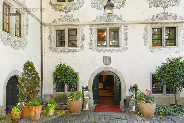 Hoteleingang vom Deuring Schlössle  Oberstadt Bregenz  Vorarlberg  Österreich
