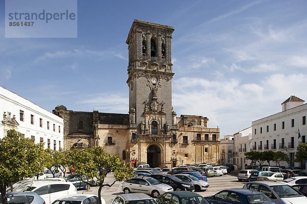 Plaza del Cabildo  Kirche Santa Maria de la Asuncion  Arcos de la Frontera  Provinz Cadiz  Andalusien  Spanien