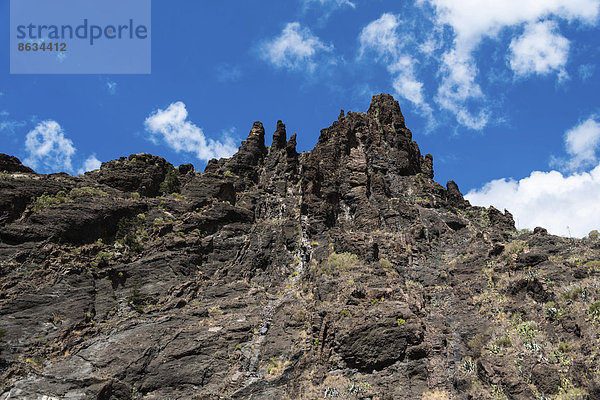 Klippe in der Masca-Schlucht  Felsenformation  Vulkangestein  Teneriffa  Kanarische Inseln  Spanien