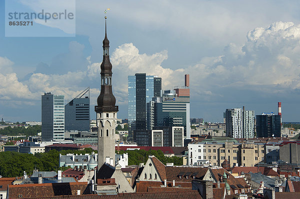 Ausblick vom Domberg auf die Unterstadt und das Rathaus  Altstadt und Neustadt  Tallinn  Estland  Baltikum