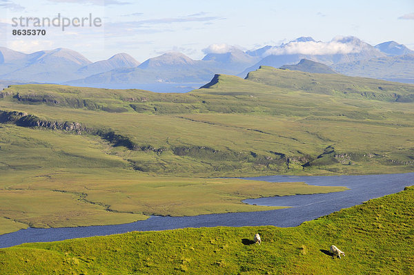 Ausblick vom Old Man of Storr auf die Insel Skye und das Festland  Ross  Skye and Lochaber  Skye  Schottland  Großbritannien