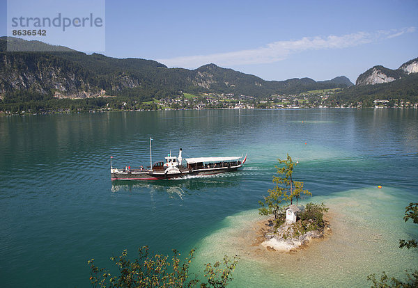 Raddampfer  Passagierschiff  Kaiser Franz Josef  Ochsenkreuz  Wolfgangsee  St. Gilgen  Salzkammergut  Österreich