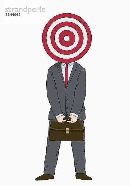 Abbildung eines Geschäftsmannes mit Ziel vor dem Kopf