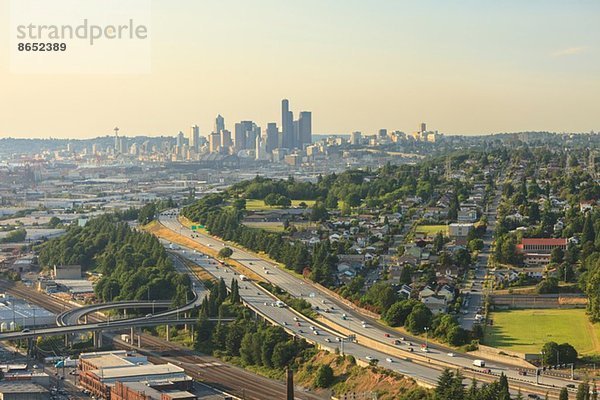 Luftaufnahme von South Seattle und Interstate 5  Washington State