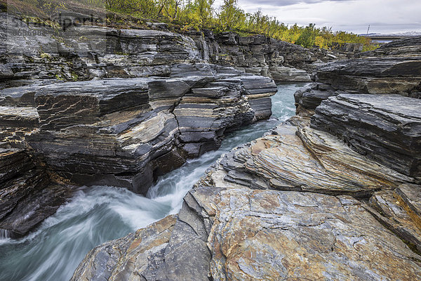 Steinstrukturen am Abiskojåkka Fluss  Abisko-Nationalpark  Norrbottens län  Schweden
