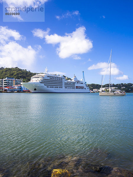 Hafen Schiff Karibik Silber Kreuzfahrtschiff Kleine Antillen St. Lucia Saint Lucia Santa Lucia Windward Islands