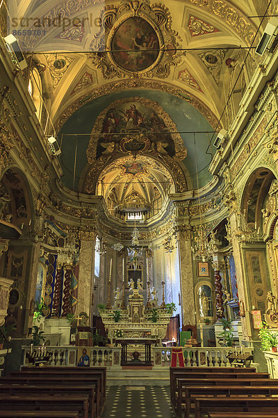 Innenraum der Kirche San Lorenzo  Vallebona  Ligurien  Italien