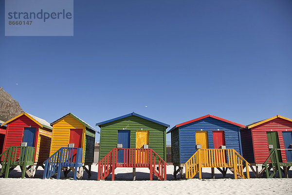 Südliches Afrika Südafrika Strand Gebäude bunt Kapstadt Muizenberg Western Cape Westkap