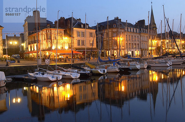 Hafen Motorjacht Frankreich Nacht Restaurant Honfleur Normandie