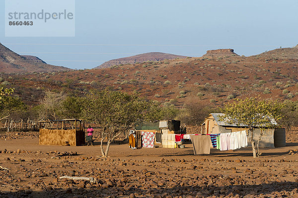 Landschaft trocken Namibia Bauernhof Hof Höfe Wäsche Linie