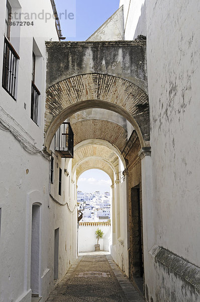 Gasse  Altstadt  Vejer de la Frontera  Provinz Cadiz  Costa de la Luz  Andalusien  Spanien