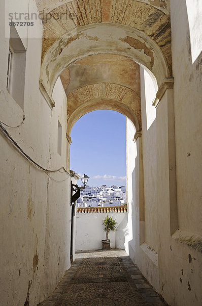 Gasse  Altstadt  Vejer de la Frontera  Provinz Cadiz  Costa de la Luz  Andalusien  Spanien