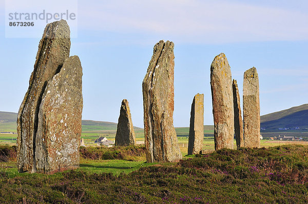 Der neolithische Steinkreis Ring of Brodgar  Mainland  Orkney  Schottland  Großbritannien