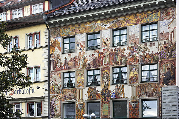 Wand Gebäude Fassade Hausfassade Baden-Württemberg Hafen Freske Konstanz