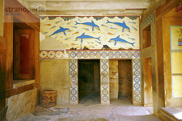 Delfin-Wandmalereien  antike Stadt Knossos  Kreta  Griechenland