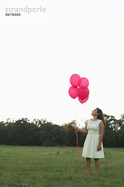 Frau  Luftballon  Ballon  mischen  pink  Mixed