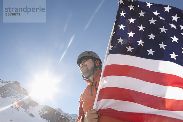 Berg  Hispanier  Schnee  Fahne  wandern  amerikanisch  anpflanzen