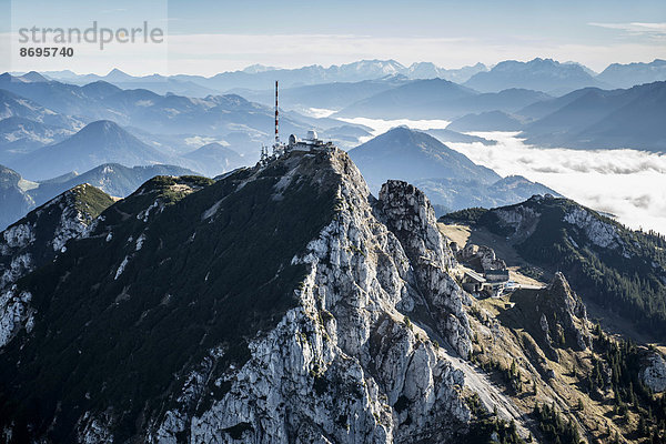 Luftaufnahme  Gipfel des Wendelstein  Mangfallgebirge  Bayrische Voralpen  Bayern  Deutschland