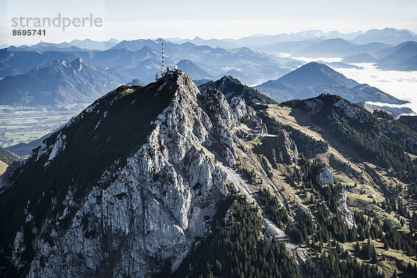 Luftaufnahme  Gipfel des Wendelstein  Mangfallgebirge  Bayrische Voralpen  Bayern  Deutschland