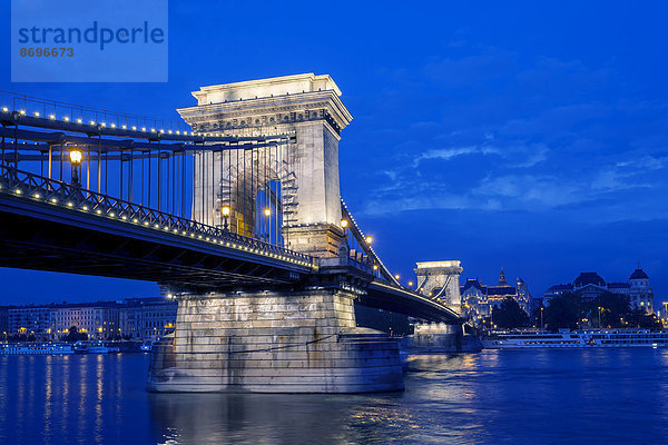 Kettenbrücke in der blauen Stunde  Budapest  Ungarn