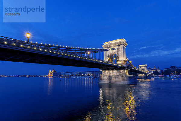 Kettenbrücke in der blauen Stunde  Budapest  Ungarn