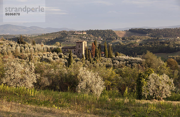 nahe Bauernhaus Hügel Italien Toskana Provinz Siena