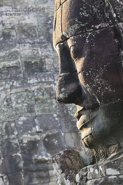 Steingesicht von Avalokiteshvara  Bayon  Tempelanlage  Angkor Thom  Angkor  Siem Reap  Kambodscha