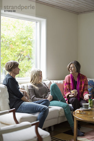 Drei Generationen Weibchen verbringen ihre Freizeit im Wohnzimmer