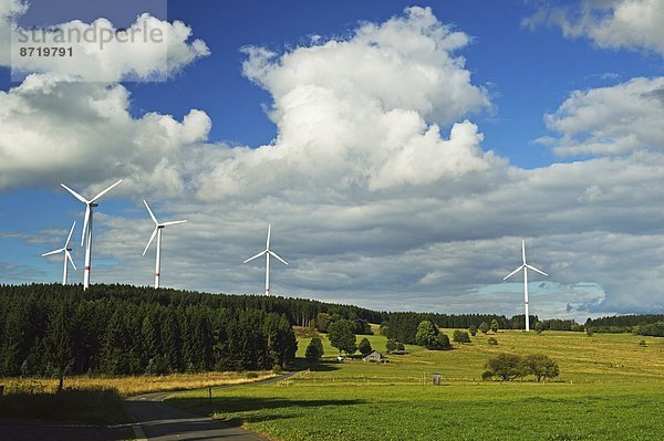 Windturbine Windrad Windräder Europa Deutschland Westerwald Rheinland-Pfalz