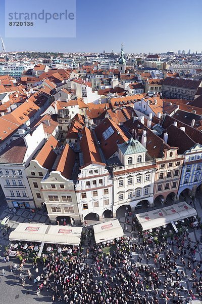 Prag  Hauptstadt  Europa  blicken  über  Halle  Stadt  Quadrat  Quadrate  quadratisch  quadratisches  quadratischer  Tschechische Republik  Tschechien  Ansicht  Böhmen  alt