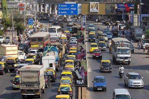 Stau  Bundesstraße  Komplexität  Richtung  Bombay  Zugänglichkeit  Innenstadt  Indien  Straßenverkehr