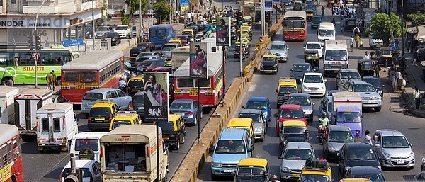 Stau  Bundesstraße  Komplexität  Richtung  Bombay  Zugänglichkeit  Innenstadt  Indien  Straßenverkehr