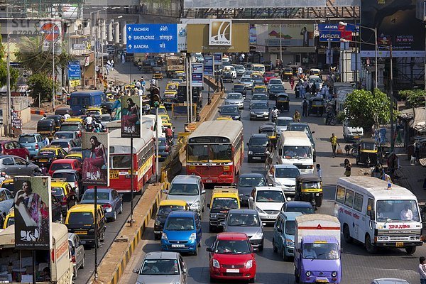 Stau  Bundesstraße  Komplexität  Richtung  Bombay  Zugänglichkeit  Innenstadt  Indien  Straßenverkehr