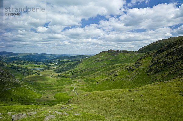 Anschnitt  Großbritannien  Tal  See  Cumbria  Ortsteil