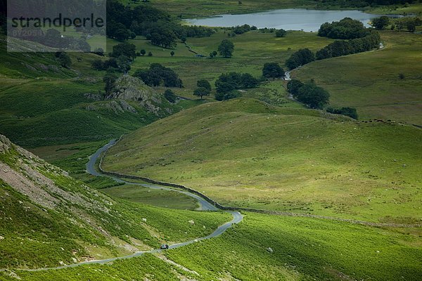 Anschnitt  Großbritannien  Tal  See  Cumbria  Ortsteil