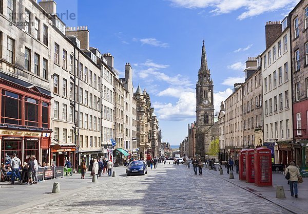 hoch  oben  Edinburgh  Hauptstadt  Europa  Großbritannien  Straße  Stadt  Lothian  alt  Schottland