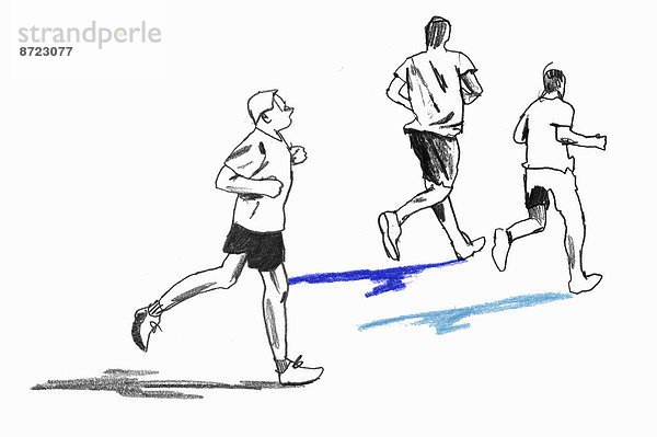 Bleistiftzeichnung von rennenden Männern