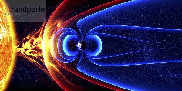 Magnetfeld der Erde als Schutz vor Sonneneruptionen und Sonnenwind