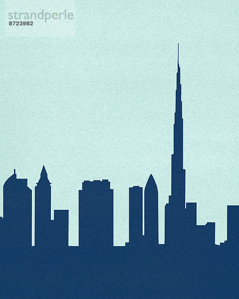 Silhouette der Skyline von Burj Khalifa  Dubai