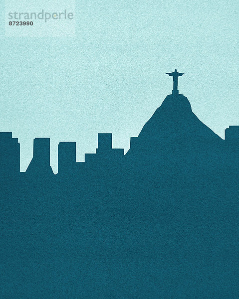 Silhouette der Skyline von der Christusstatue  Rio De Janeiro